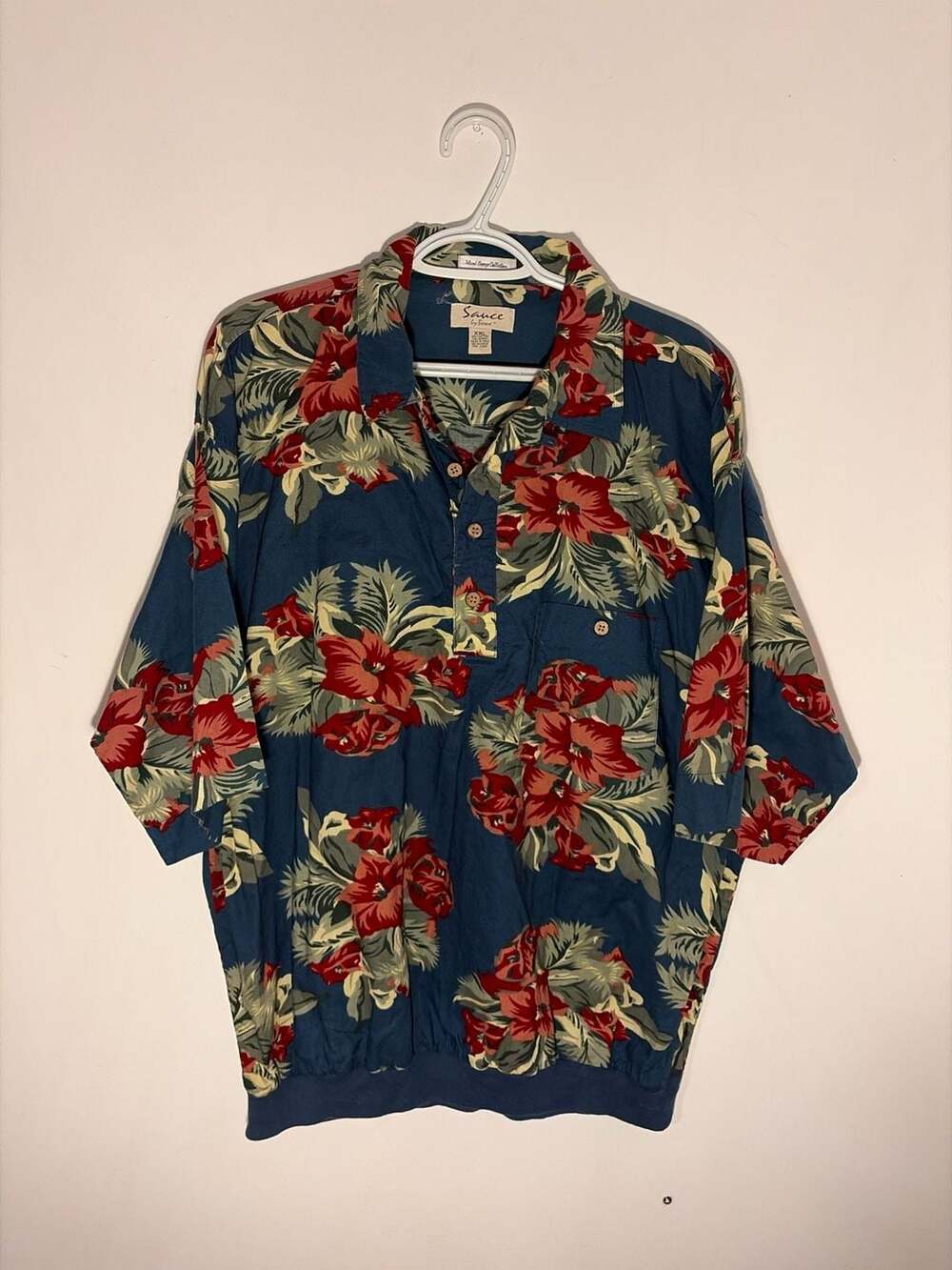 Sauce by Berne Island Breeze Collection Floral Banded Bottom Polo Shirt